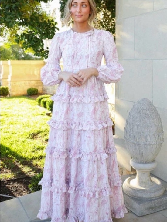 Dainty Jewells Dresses & Skirts - Dainty Jewells Pale Pink Floral Tiered Ruffle Maxi Dress